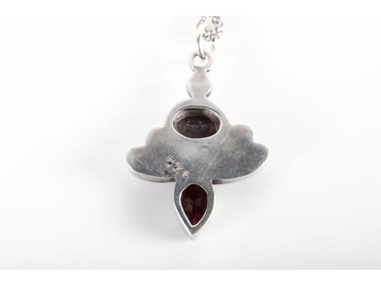 Sterling Silver And Garnet Pendant Necklace