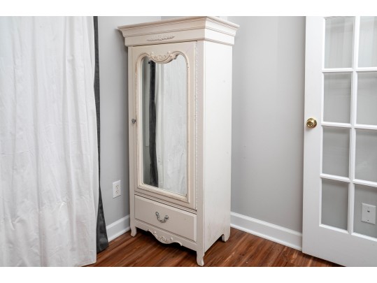 French Provincial White-Painted Armoire