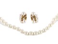 14k Yellow Gold Cultured Pearl Necklace And Earrings