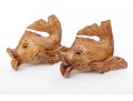 Mid Century Folk Art Teak Fish Sculptures