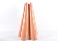 Salmon-Pink Ruffled Ceramic Crackle Floor Vase