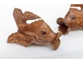 Mid Century Folk Art Teak Fish Sculptures