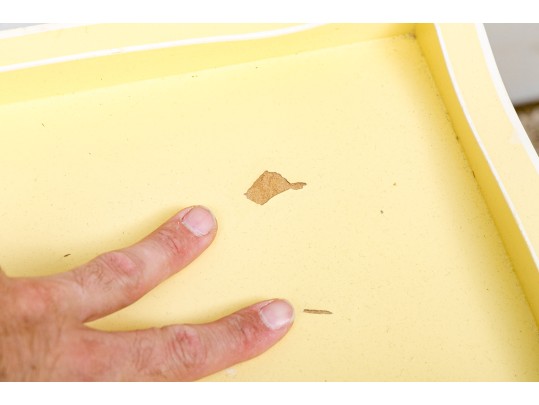 Pair Of Vintage Tiered Wood Stands In Yellow Paint