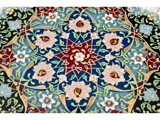 Persian Enameled Cut Glass Plate