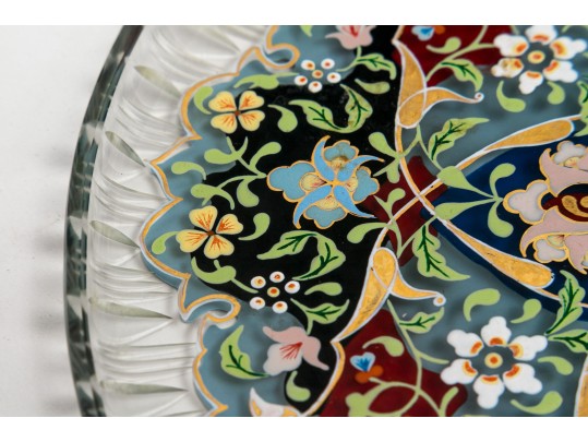 Persian Enameled Cut Glass Plate