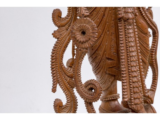 India Carved Wood Deity Figure
