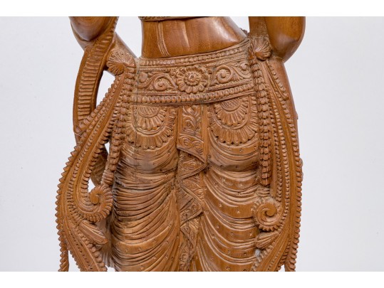 India Carved Wood Deity Figure