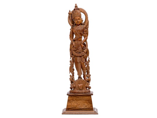 India Carved Wood Deity Figure