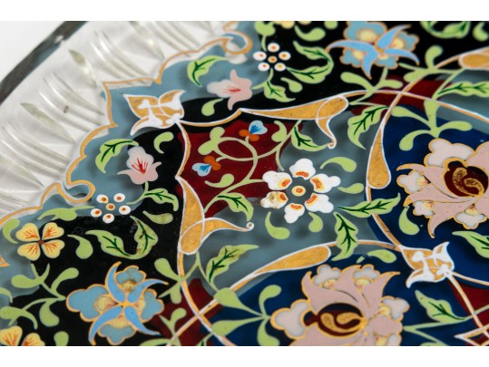 Persian Enameled Cut Glass Plate