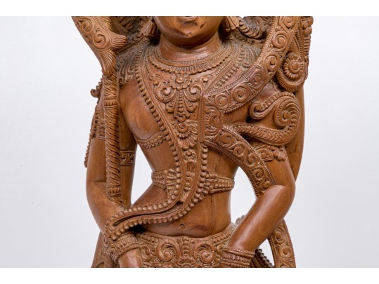 India Carved Wood Deity Figure