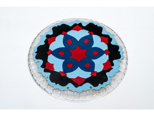 Persian Enameled Cut Glass Plate