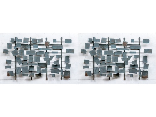 Modernist 3-D Painted Metal Wall Sculpture