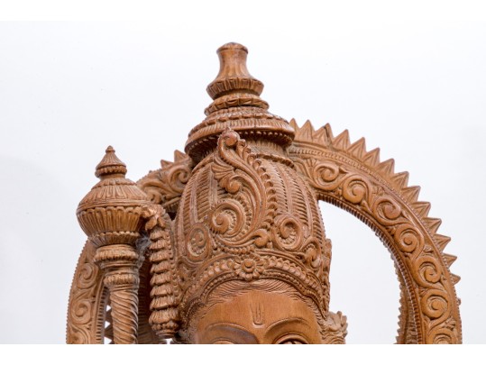 India Carved Wood Deity Figure