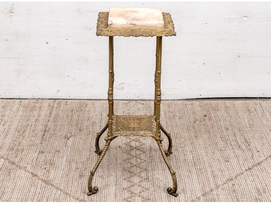 19th Century Gilt Painted Metal And Alabaster Plant Stand