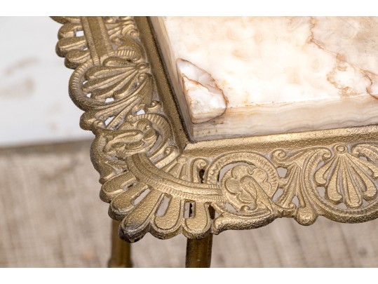 19th Century Gilt Painted Metal And Alabaster Plant Stand