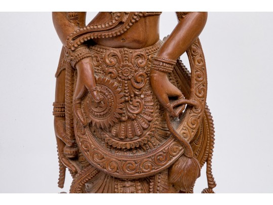 India Carved Wood Deity Figure