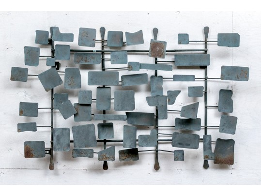 Modernist 3-D Painted Metal Wall Sculpture