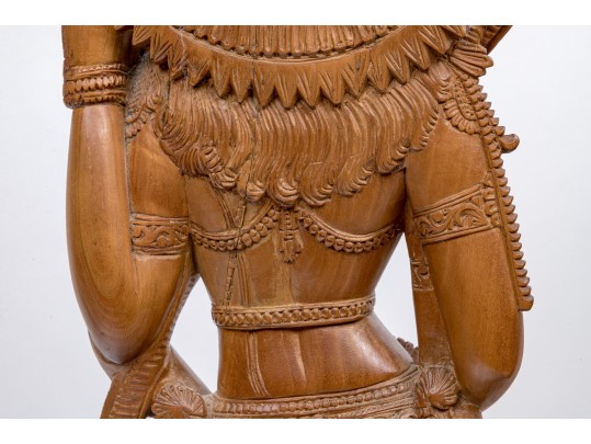 India Carved Wood Deity Figure