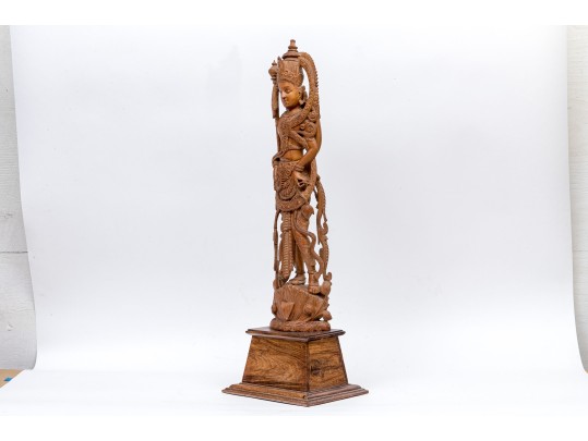 India Carved Wood Deity Figure