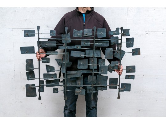 Modernist 3-D Painted Metal Wall Sculpture