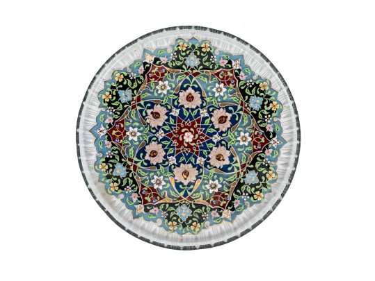 Persian Enameled Cut Glass Plate