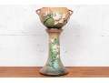 Large Roseville Magnolia Orange Bowl #665-8 On Pedestal Stand
