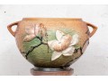 Large Roseville Magnolia Orange Bowl #665-8 On Pedestal Stand