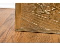 Vintage 40s English Embossed Brass Wood Magazine Rack With Farmer & Horses