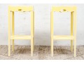 Pair Of Vintage Tiered Wood Stands In Yellow Paint