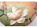 Large Roseville Magnolia Orange Bowl #665-8 On Pedestal Stand