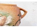 Large Roseville Magnolia Orange Bowl #665-8 On Pedestal Stand