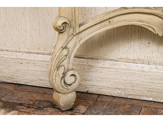 Vintage Paint Decorated Marble Top Wall Mount Console 