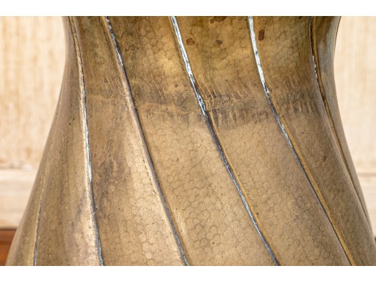 Tall Vintage Brass Container With Antique Canes And Umbrellas