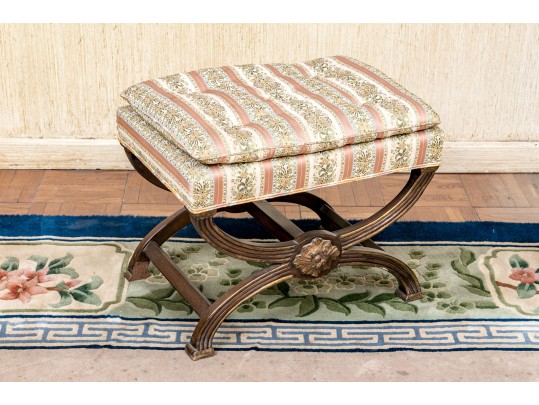 Vintage Carved Wood And Gilt X Stool 
