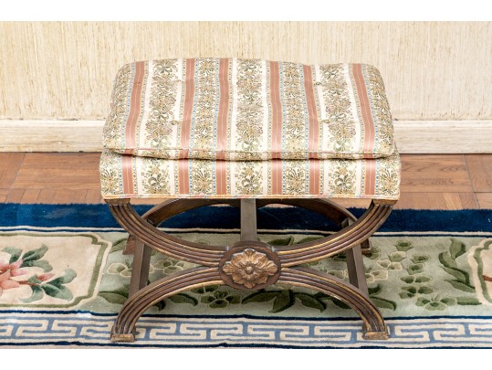 Vintage Carved Wood And Gilt X Stool 