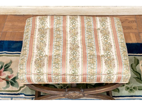 Vintage Carved Wood And Gilt X Stool 