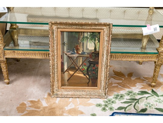 Henri Duverne (France, 20th C.) Oil On Canvas, Tea In The Sun Room 