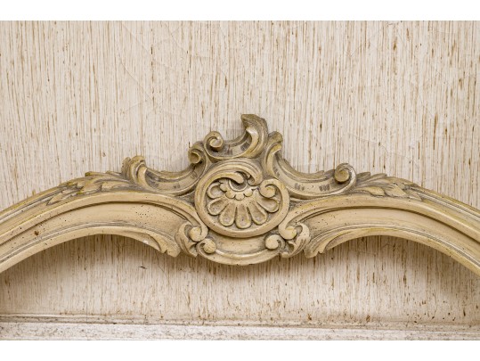 Vintage Paint Decorated Marble Top Wall Mount Console 