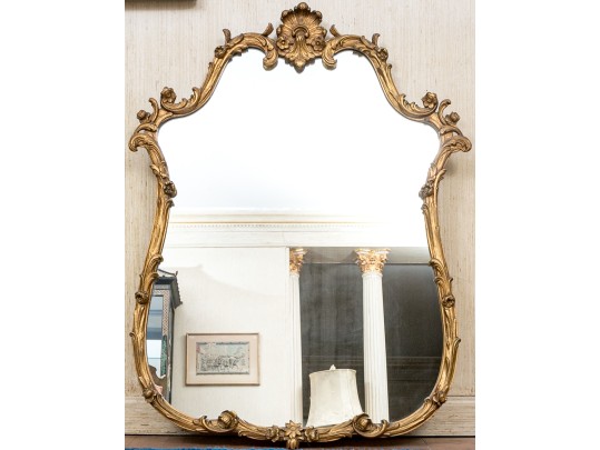 Vintage Carved And Gilt Baroque Style Mirror