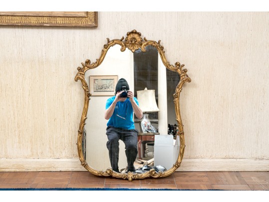 Vintage Carved And Gilt Baroque Style Mirror