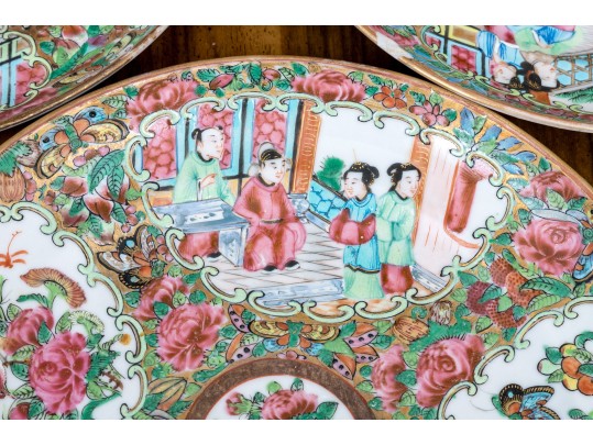 Set Of 5 Antique Chinese Export Rose Medallion Porcelain Dishes, 19th C.