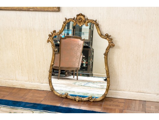 Vintage Carved And Gilt Baroque Style Mirror