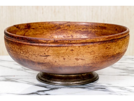 Serling Silver Rimmed Wood Salad Bowl