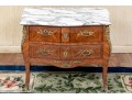 Vintage Parquetry French Style Marble Top Chest Of Drawers