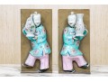 Pair Of Chinese Famille Rose Porcelain Mounted Brass Bookends