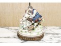 A Vintage Italian Hand Painted Romantic Figural Group Lamp
