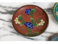 Collection Of Four Chinese Cloisonne Enameled Dishes With Matchbox Case, 20th C. 