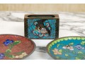 Collection Of Four Chinese Cloisonne Enameled Dishes With Matchbox Case, 20th C. 