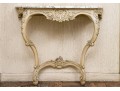 Vintage Paint Decorated Marble Top Wall Mount Console 