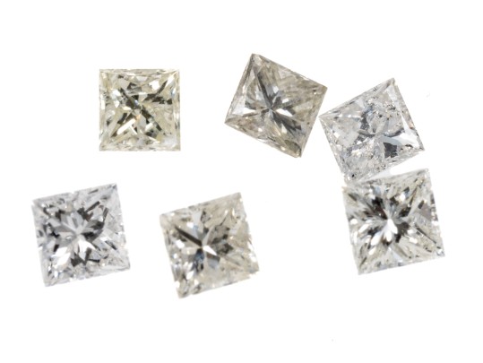 Loose Stones: 6 Princess Cut Diamonds, 0.68 TCW